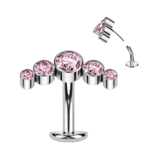  Ezüst Színű Titánium Köldök Piercing Rózsaszín Kövekkel egyéb ékszer
