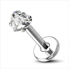  Ezüst Színű Titánium Piercing Fehér Szív Alakú Cirkónia Kővel Dísz-4mm egyéb ékszer