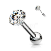  Ezüst Színű Titánium Push-in Labret Piercing Kővel - 4 MM