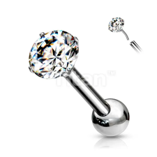 Ezüst Színű Titánium Push-in Labret Piercing Kővel - 4 MM egyéb ékszer