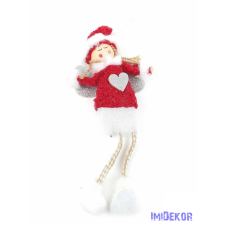  Ezüst szíves angyal 22cm - Piros karácsonyi dekoráció