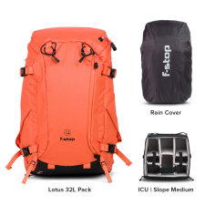  F-stop Lotus Hátizsák - 32L Fotós Táska (narancs) + Esővédő Hátizsákra fotós táska, koffer