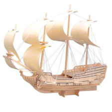 Fa 3D puzzle vitorlás hajó sas puzzle, kirakós