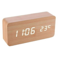  Fa borítású hőmérséklet, dátumkijelzős LED-es ébresztőóra – hanghatásokkal irányítható ébresztőóra
