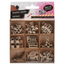  Fa dekorációs figurák 45 db-os - Születésnap fajáték