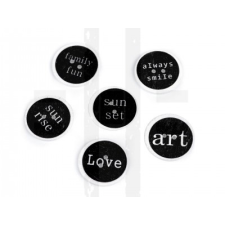  Fa dekorációs gomb feliratokkal - 10 db/csomag dekorációs kellék