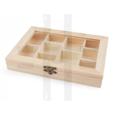  Fa doboz üveg tetővel - 15 x 20,5 cm dekorációs kellék