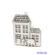  Fa ház ezüst háztetővel 8,5x10x2cm dekorációs kellék