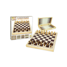 Fa Játékkészlet 3 az 1-ben: Sakk, Dáma és Backgammon társasjáték