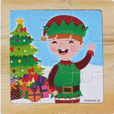 Fa karácsonyi puzzle manóval 9 darabos puzzle, kirakós