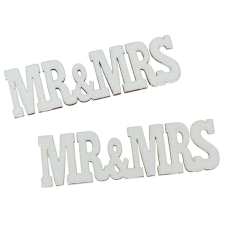  Fa MR&amp;MRS felirat fehér 10,5cm 2db-os dekorációs kellék