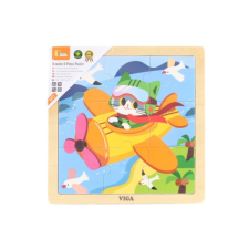 Fa puzzle 9 darabos – repülőgép cicával puzzle, kirakós