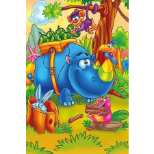 Fa puzzle Dolgozó orrszarvú 16 darabos puzzle, kirakós