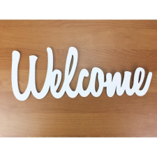 Fa - "Welcome" felirat fehér 35cm dekorációs kellék