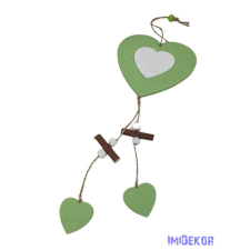  Fa szív függő kb 40cm - Zöld dekorációs kellék