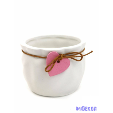  Fa szíves kerámia kaspó - Fehér dekorációs kellék