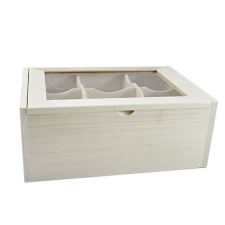 Fa teásdoboz 6 rekeszes 22cm x 15,5cm x 9cm dekorálható tárgy