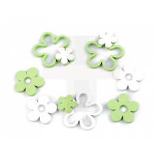  Fa virágok 24 db - Zöld-fehér dekorációs kellék
