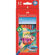 Faber-Castell Aquarell Hatszögletű Színes ceruza készlet Ecsettel - 12 különböző szín színes ceruza