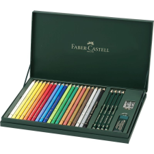 Faber-Castell - Színes ceruza készlet 20db-os POLYCHROMOS +kiegészítők fa dobozban színes ceruza