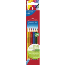 Faber-Castell Színes ceruza készlet, háromszögletű, FABER-CASTELL "Grip 2001", 6 különböző szín színes ceruza