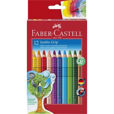 Faber-Castell Színes ceruza készlet, háromszögletű, FABER-CASTELL  Jumbo Grip , 12 különböző szín színes ceruza