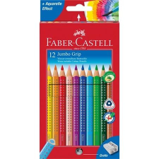 Faber-Castell Színes ceruza készlet, háromszögletű, "Jumbo Grip", 12 különböző szín + hegyező színes ceruza