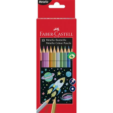  FABER-CASTELL Színes ceruza készlet, hatszögletű, FABER-CASTELL, 10 különböző metál szín színes ceruza