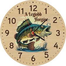 Fából készült falióra - A legjobb horgász 25 cm falióra