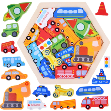 Fából készült járművek kirakó puzzle, kirakós