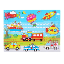 Fából készült kreatív járműves fa puzzle (BBI-7880-4) puzzle, kirakós