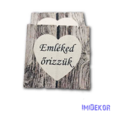 Fadeszkán fehér szív 5x5cm - Emléked őrizzük dekorációs kellék