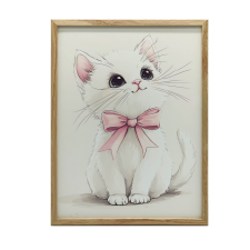  FAKERETES FALI PLAKÁT MACSKA RÓZSASZÍN MASJAL 50x70 CM grafika, keretezett kép