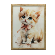  FAKERETES FALI PLAKÁT MACSKA RÓZSASZÍN MASJOVAL 50x70 CM grafika, keretezett kép