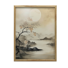 FAKERETES FALI PLAKÁT MISTY LAKE 30x40 CM grafika, keretezett kép