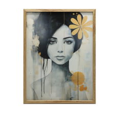  FAKERETES FALI PLAKÁT NŐI VIRÁGAL 50x70 CM grafika, keretezett kép