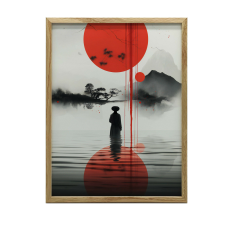 FAKERETES FALI PLAKÁT RED SUN 70x100 CM grafika, keretezett kép