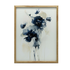 FAKERETES FALI PLAKÁT, SÖTÉTKÉK VIRÁGOK 70x100 CM grafika, keretezett kép