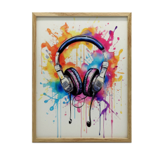 FAKERETES FALI PLAKÁT SZÍNEK ZENE Akvarell 50X70 CM grafika, keretezett kép