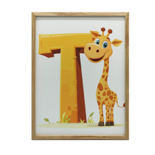 FAKERETES FALI PLAKÁT ZSIRÁF T BETŰ 50X70 CM grafika, keretezett kép