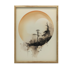 FAKERETES PLAKÁT FALRA SÖTÉTBARNA ZEN KÖR 30x40 CM grafika, keretezett kép