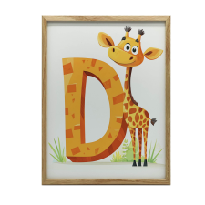  FAKERETES PLAKÁT FALRA SÖTÉTBARNA ZSIRÁF D BETŰVEL 50x70 CM grafika, keretezett kép