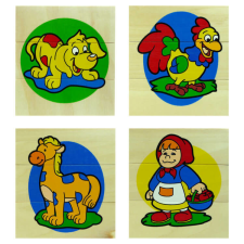 Fakopáncs 3 részes puzzle kirakó (kutya, kakas, ló, kislány) kreatív és készségfejlesztő