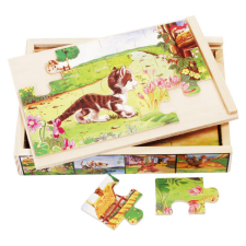 Fakopáncs 4 db 12 db-os puzzle dobozban (cicás) puzzle, kirakós