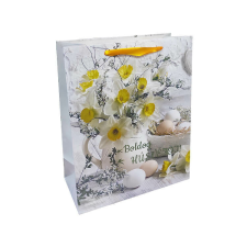 Fakopáncs Ajándéktasak - kicsi (nárcisz+tojások-Boldog Húsvétot!) party kellék