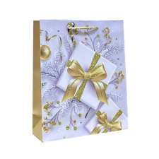 Fakopáncs Ajándéktasak - közepes (fehér ajándék, arany masnival) party kellék
