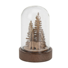 Fakopáncs Dekoráció üvegbúrában, nagy, barna (fenyőfa jegesmedvével, LED világítással) karácsonyfa izzósor