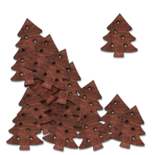 Fakopáncs Dekorációs figura (18db-os, barna, kicsi fenyőfa) karácsonyi dekoráció