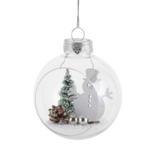 Fakopáncs Karácsonyfadísz (átlátszó gömb, hóember ) karácsonyfadísz
