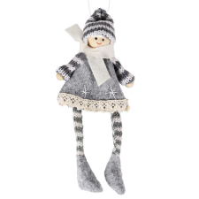 Fakopáncs Karácsonyfadísz filcből (szürke-fehér, rövid hajú lány) karácsonyfadísz